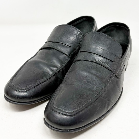 To Boot New York Adam Derrick Mens 11 Black Leather Penny Loafers Made in Italy